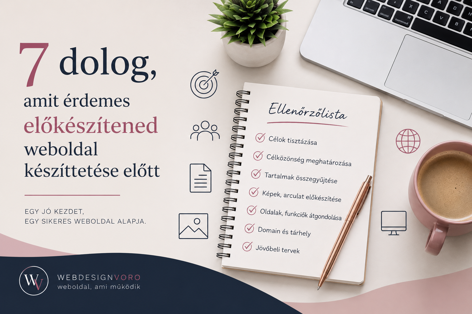 Laptop és jegyzetfüzet weboldal tervezés közben