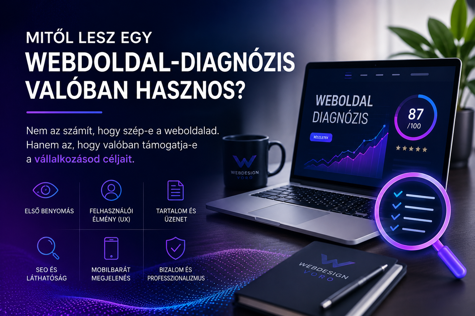 Weboldal-diagnózist végző szakember